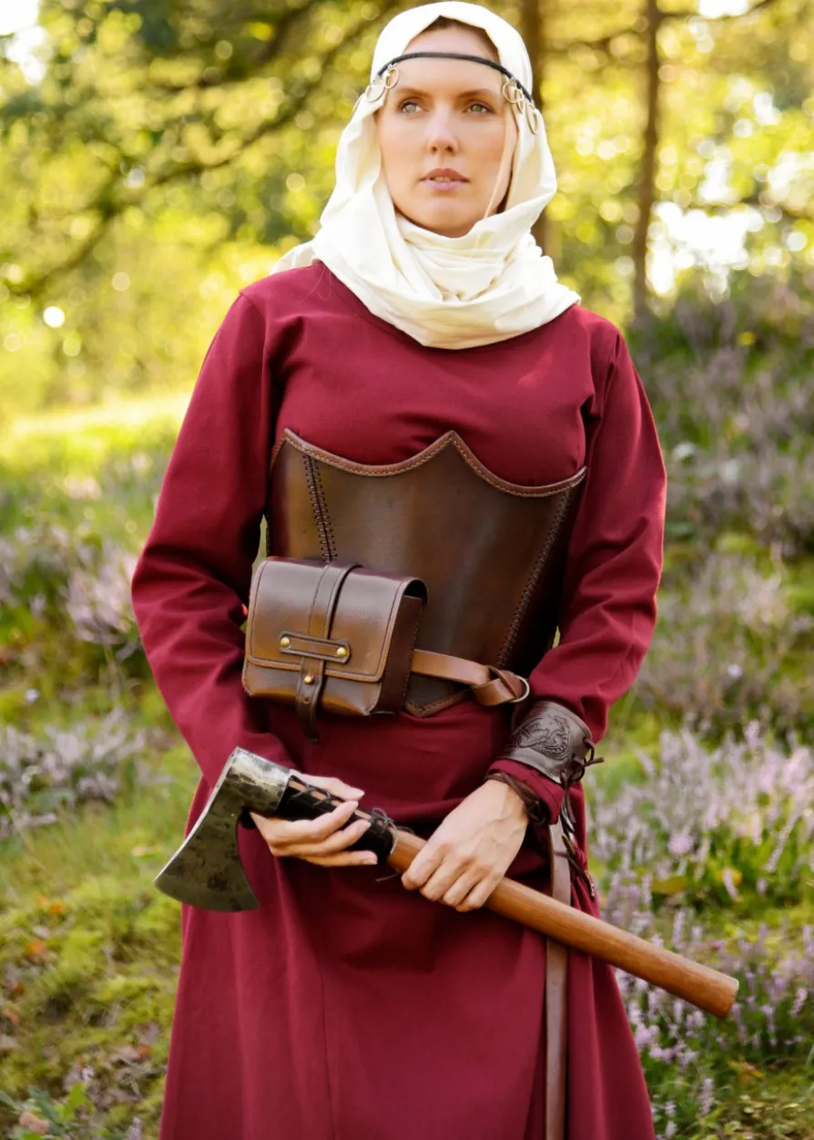 Schlichtes Mittelalterkleid Afra aus Canvas, weinrot