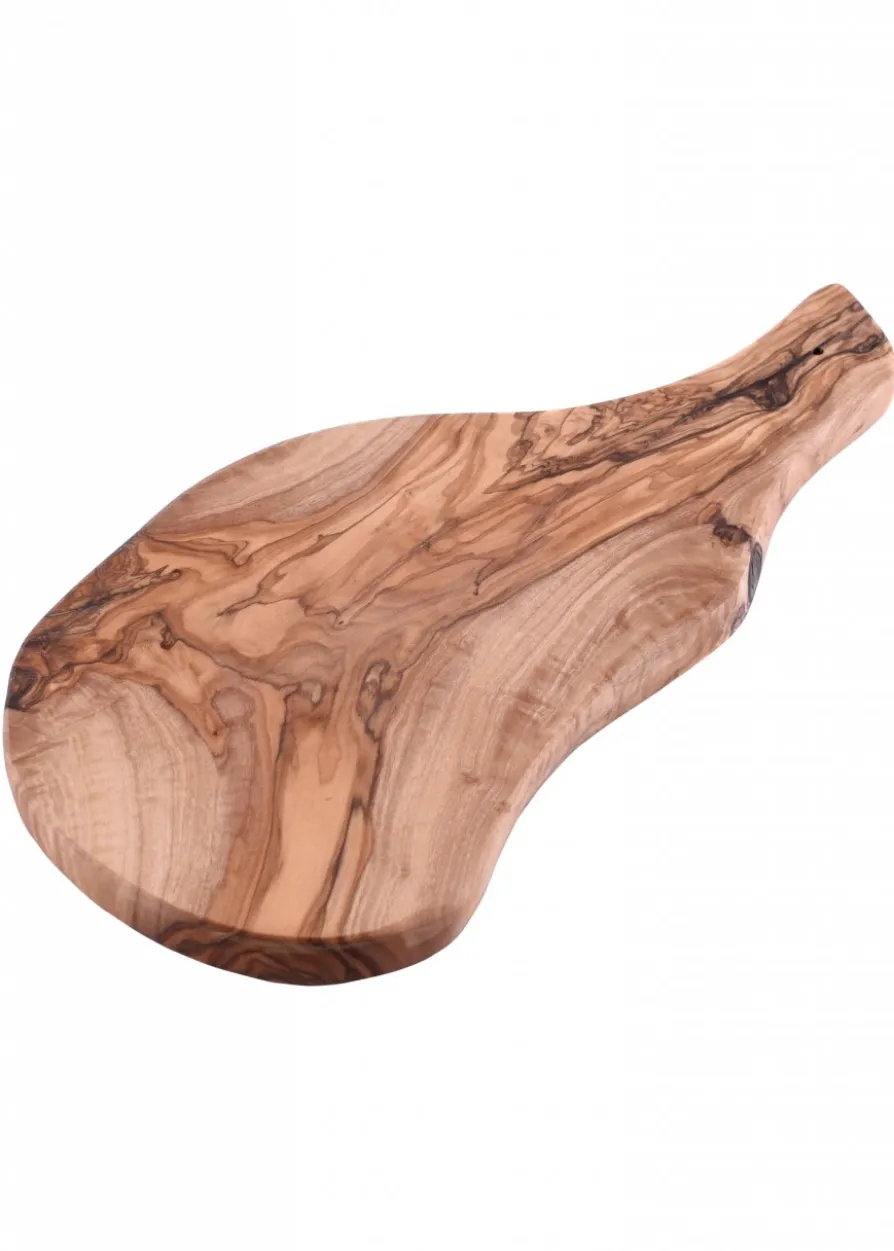 Schneidebrett aus Olivenholz mit Griff, ca. 30 x 15 cm