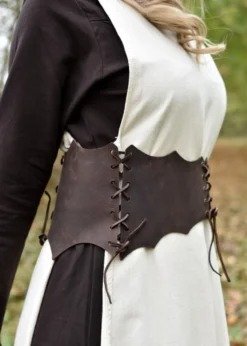 Schnürmieder-Gürtel aus Leder, braun