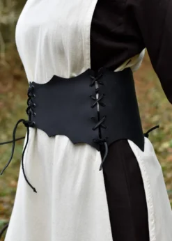 Schnürmieder-Gürtel aus Leder, schwarz