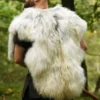 Schulterfell, Fellumhang Berserker Weiß gefleckt