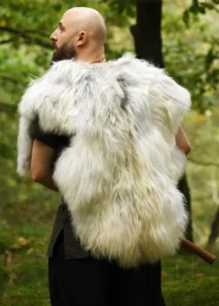 Schulterfell, Fellumhang Berserker Weiß gefleckt