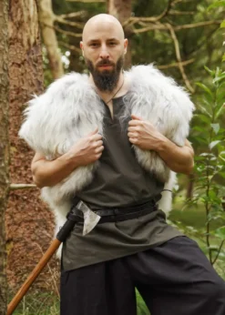 Schulterfell, Fellumhang Berserker Weiß gefleckt
