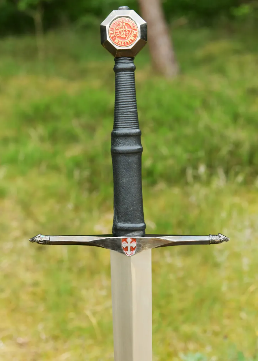 Schwarzes Ritterschwert, Mittelalterschwert mit schwarzer Lederscheide