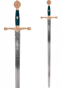Schwert Excalibur, goldfarben mit Zierätzung, Marto