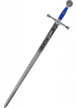 Schwert Excalibur, Silber/Blau, mit Zierätzung, Marto
