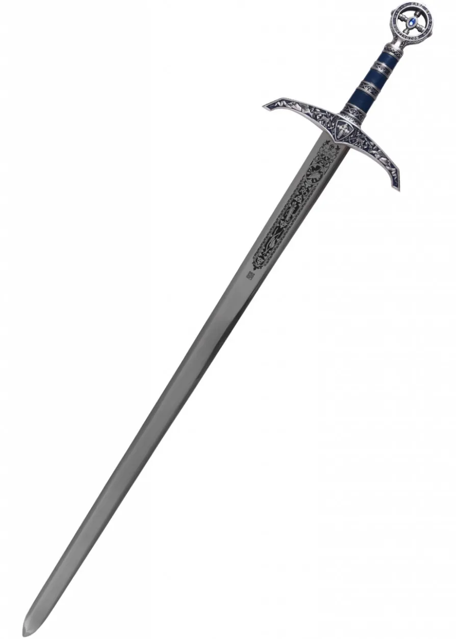 Schwert Robin Hood, silber/blau, mit Zierätzung, Marto