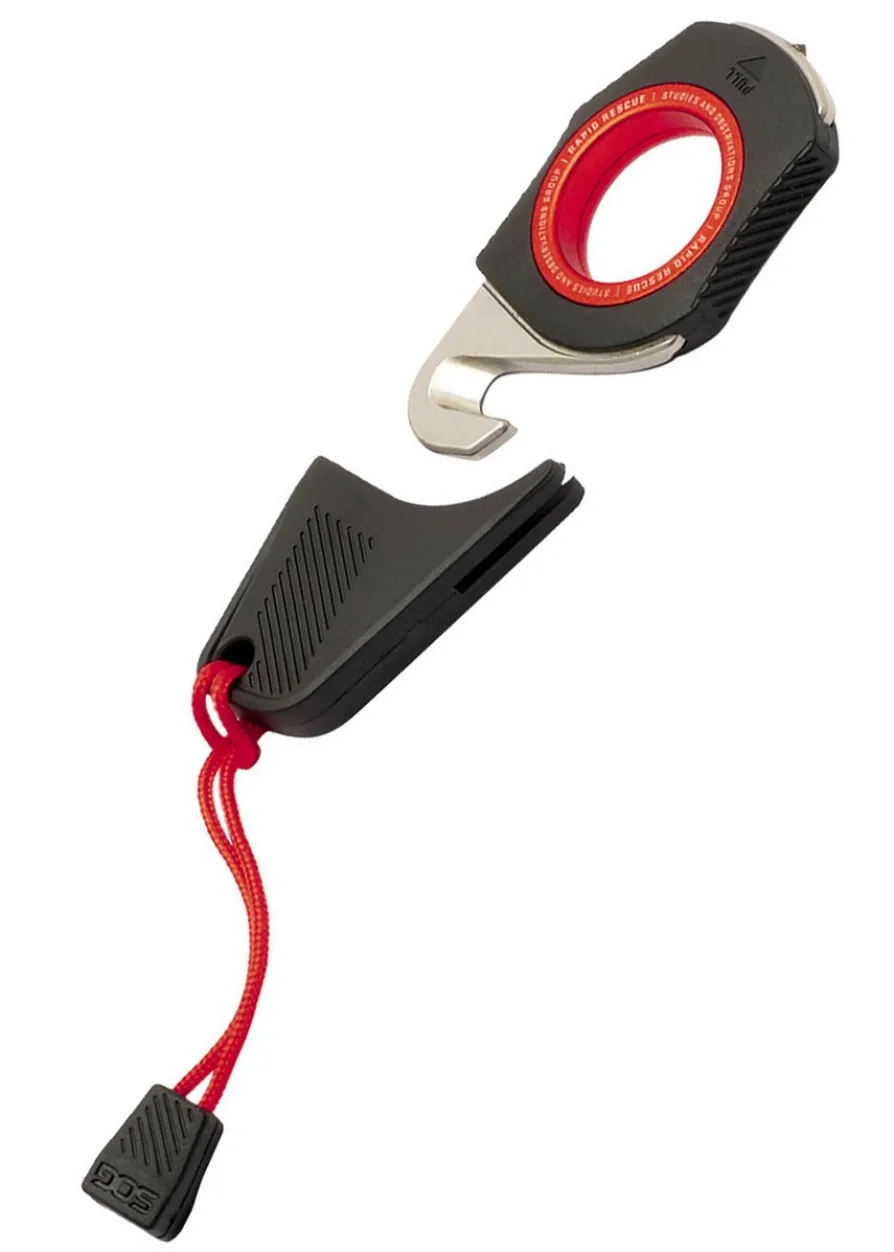 SOG RAPID RESCUE, BLACK + RED, Feststehendes Messer