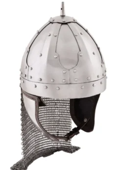 Spangenhelm mit Wangenklappen und Brünne, 2 mm Stahl