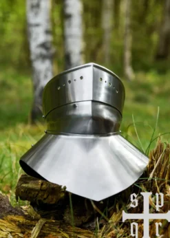 Spätmittelalterliche Halsberge mit Ringkragen, 1,6 mm Stahl