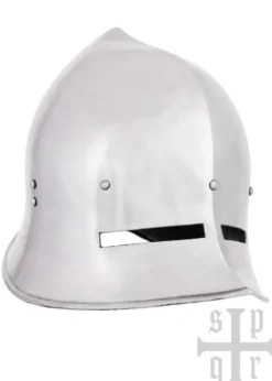 Spätmittelalterlicher Eisenhut mit Zwiebel-Top und Sehschlitzen, 1,6 mm Stahl