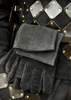 Stulpenhandschuhe aus Wildleder, schwarz