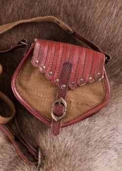 Tasche im Wikinger-Stil, Leder und Segeltuch
