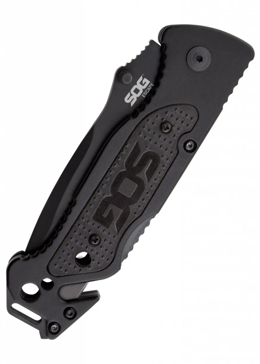 Taschenmesser Escape, Schwarz, Teilwellenschliff, SOG