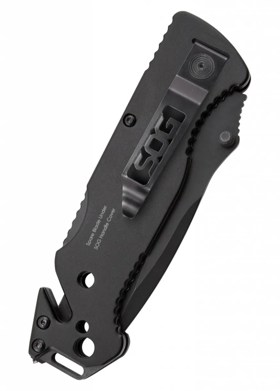Taschenmesser Escape, Schwarz, Teilwellenschliff, SOG