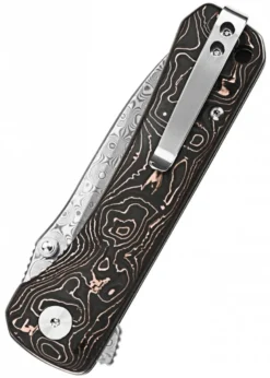 Taschenmesser Hawk, Damast Klinge, Copper Foil CF Griff