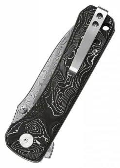 Taschenmesser Hawk, Damast Klinge, Aluminium Foil CF Griff