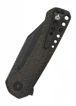 Taschenmesser Kestrel, schwarze stonewashed Klinge, brauner Micarta Griff