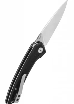 Taschenmesser Leopard, 14C28N satinierte Klinge, Schwarzer Micarta Griff