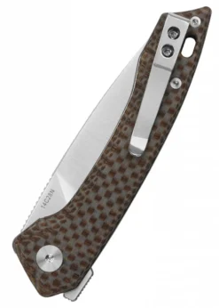 Taschenmesser Leopard, satinierte Klinge Brauner texturierter Micarta Griff