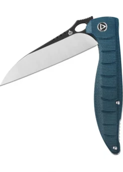 Taschenmesser Locust, schwarze satinierte Klinge, blauer Micarta Griff