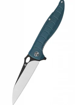Taschenmesser Locust, schwarze satinierte Klinge, blauer Micarta Griff
