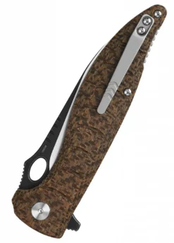 Taschenmesser Locust, schwarze satinierte Klinge, brauner Micarta Griff
