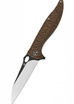 Taschenmesser Locust, schwarze satinierte Klinge, brauner Micarta Griff