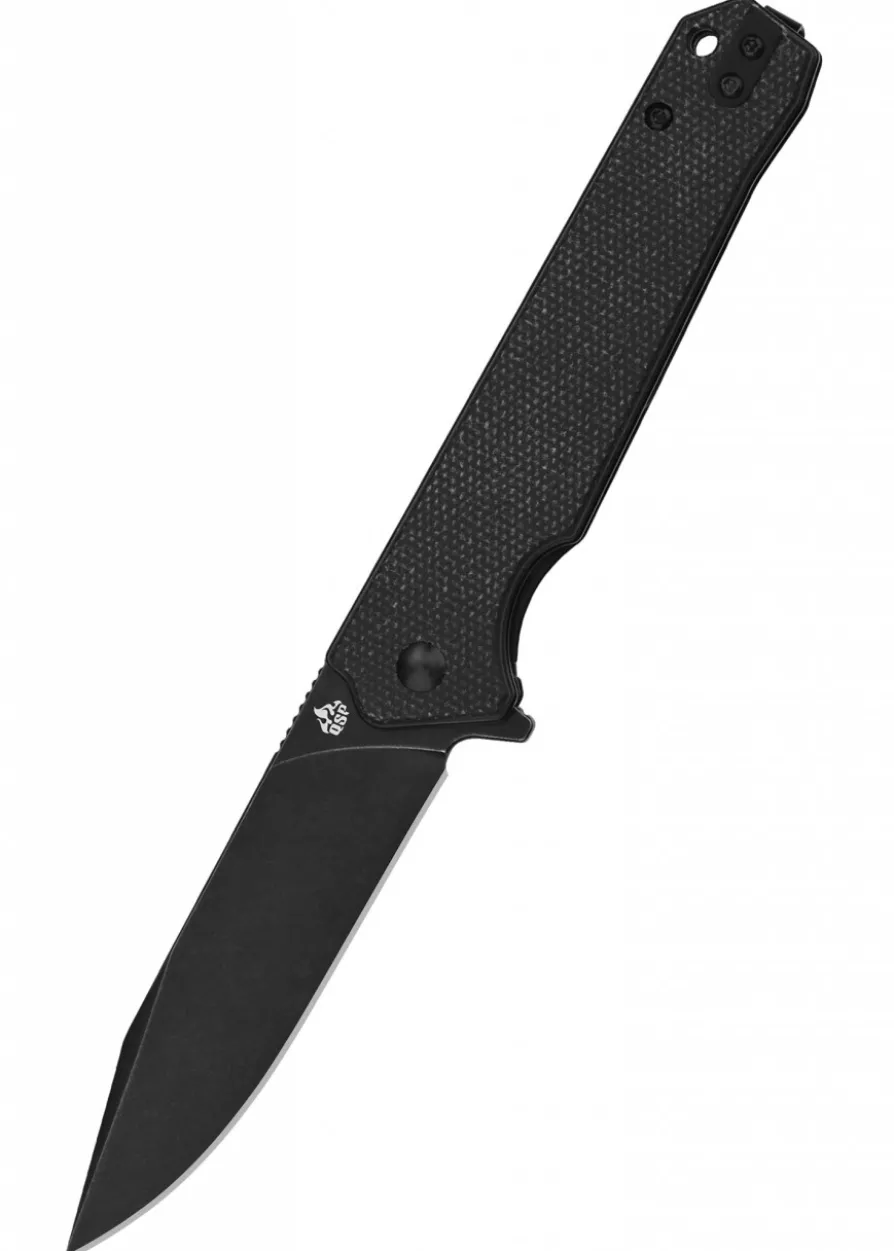 Taschenmesser Mamba V2, schwarze stonewashed Klinge, schwarzer Micarta-Griff