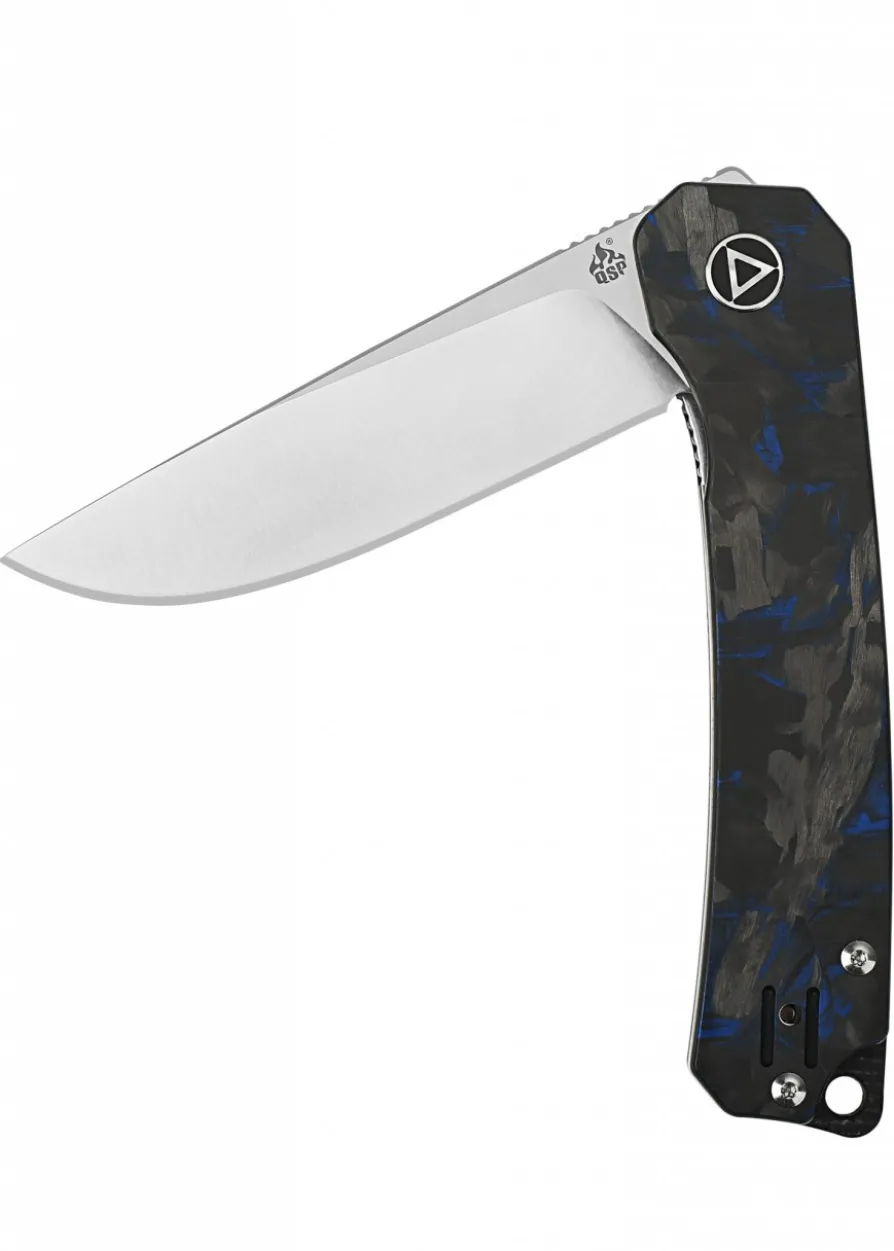 Taschenmesser Osprey, Satinierte Klinge, shredded CF overlay G10 Griff, blau