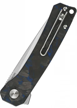 Taschenmesser Osprey, Satinierte Klinge, shredded CF overlay G10 Griff, blau