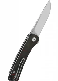 Taschenmesser Osprey, Satinierte Klinge, shredded CF overlay G10 Griff, rot