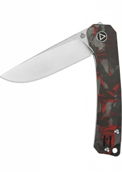 Taschenmesser Osprey, Satinierte Klinge, shredded CF overlay G10 Griff, rot