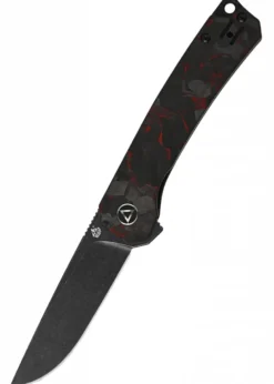 Taschenmesser Osprey, Schwarze stonewashed Klinge, shredded CF overlay G10, rot