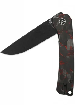 Taschenmesser Osprey, Schwarze stonewashed Klinge, shredded CF overlay G10, rot