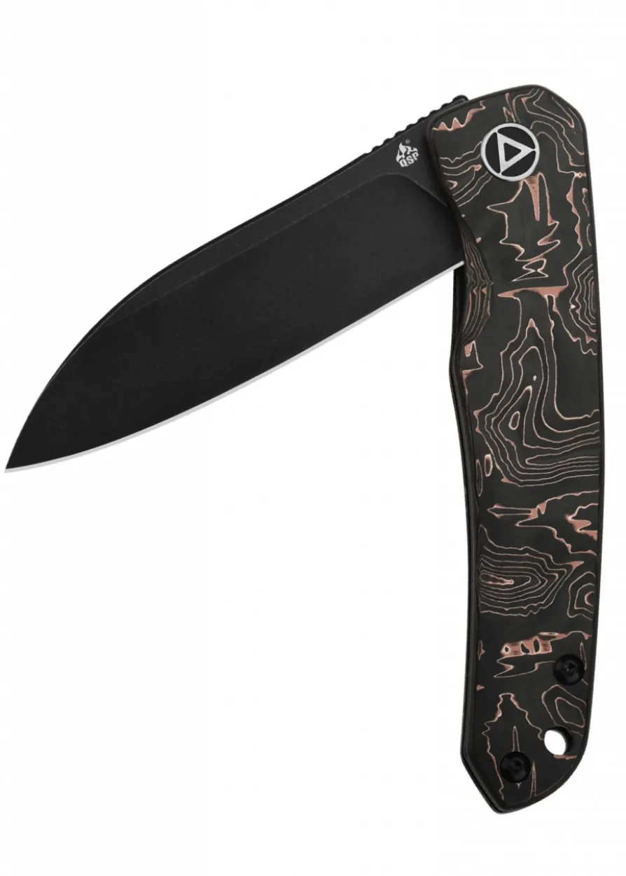 Taschenmesser Otter, schwarze stonewashed Klinge, Griff mit Kupfer-Folie