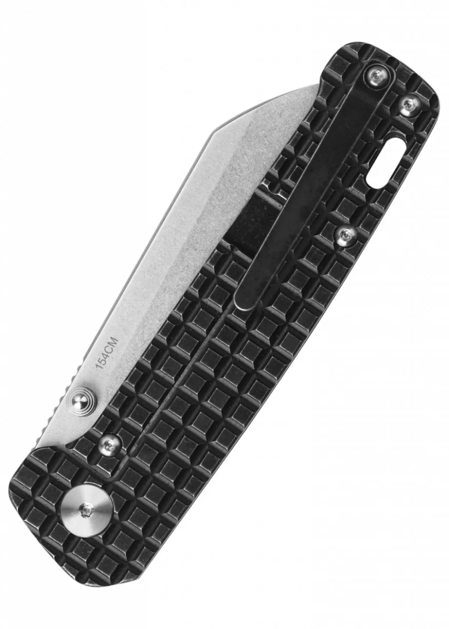 Taschenmesser Penguin, 154CM stonewashed Klinge, Schwarzer Titan Griff