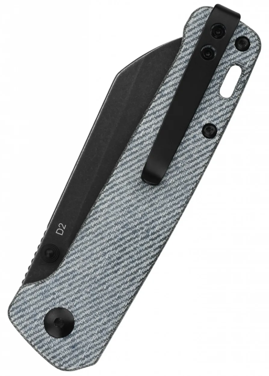 Taschenmesser Penguin, D2 schwarze stonewashed Klinge, Denim Micarta Griff