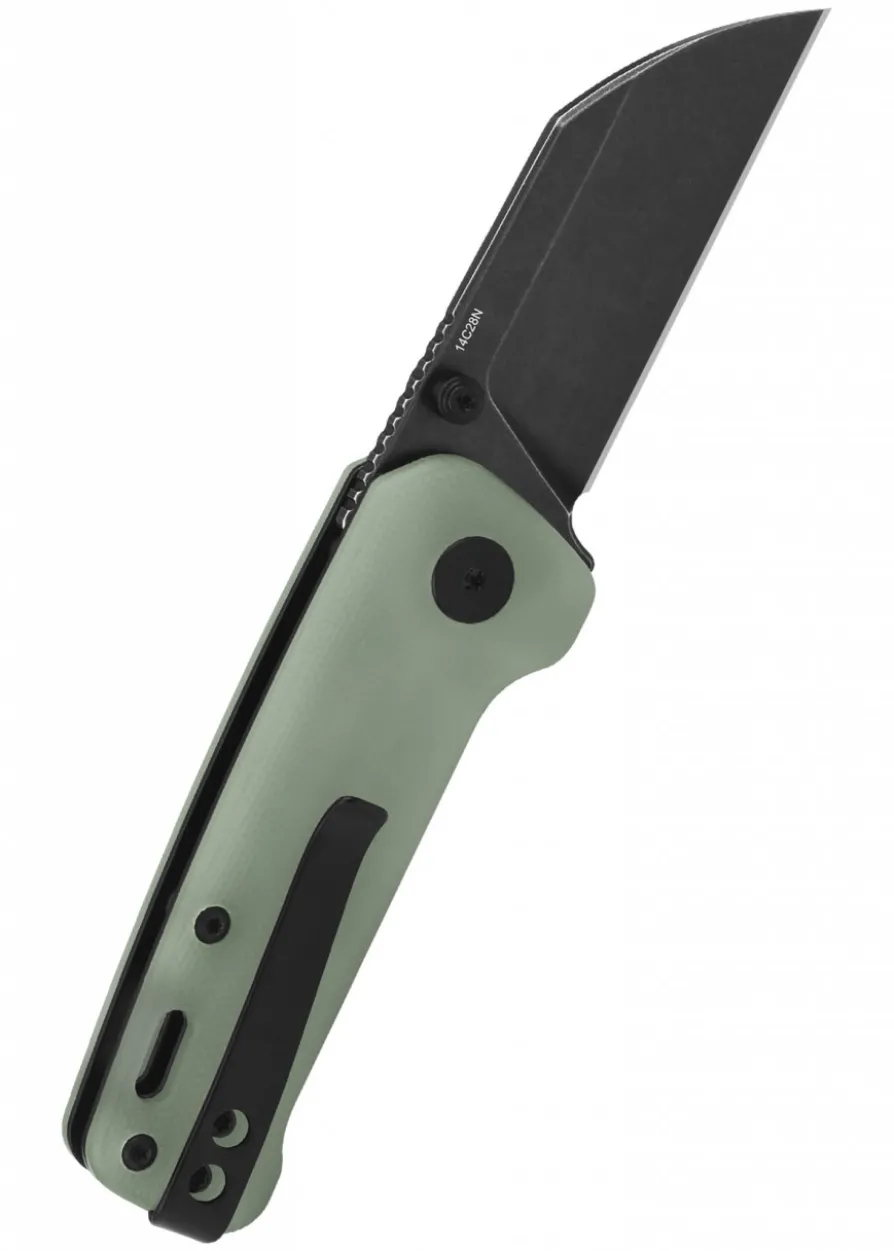 Taschenmesser Penguin Mini, schwarze stonewashed Klinge, Jade G10-Griff