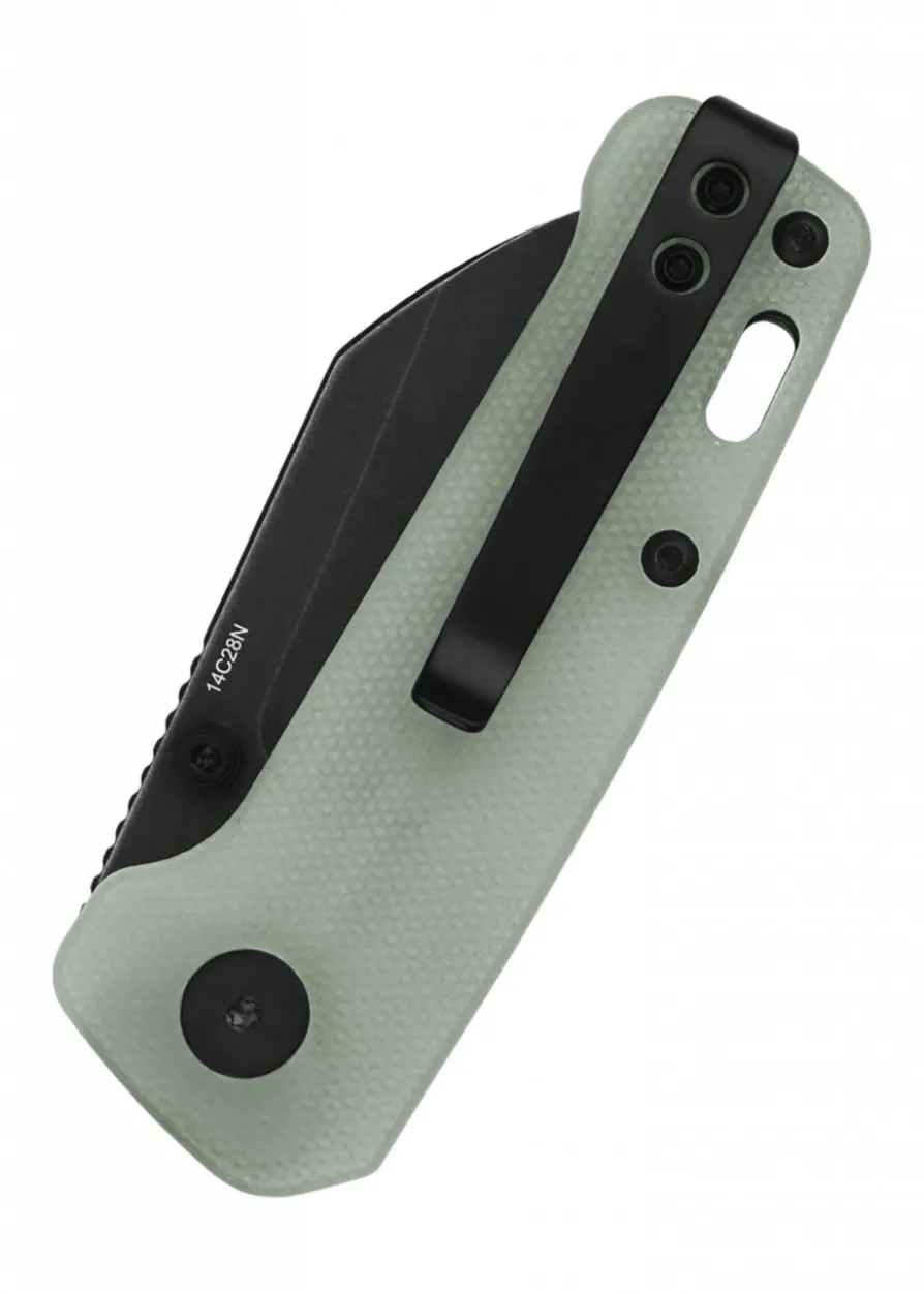 Taschenmesser Penguin Mini, schwarze stonewashed Klinge, Jade G10-Griff