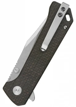 Taschenmesser QSP Grebe Button Lock, Micarta Griff Dunkelbraun