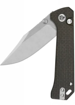 Taschenmesser QSP Grebe Button Lock, Micarta Griff Dunkelbraun