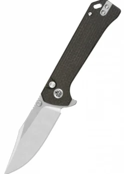 Taschenmesser QSP Grebe Button Lock, Micarta Griff Dunkelbraun