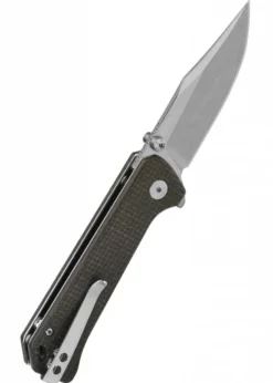 Taschenmesser QSP Grebe Button Lock, Micarta Griff Dunkelbraun