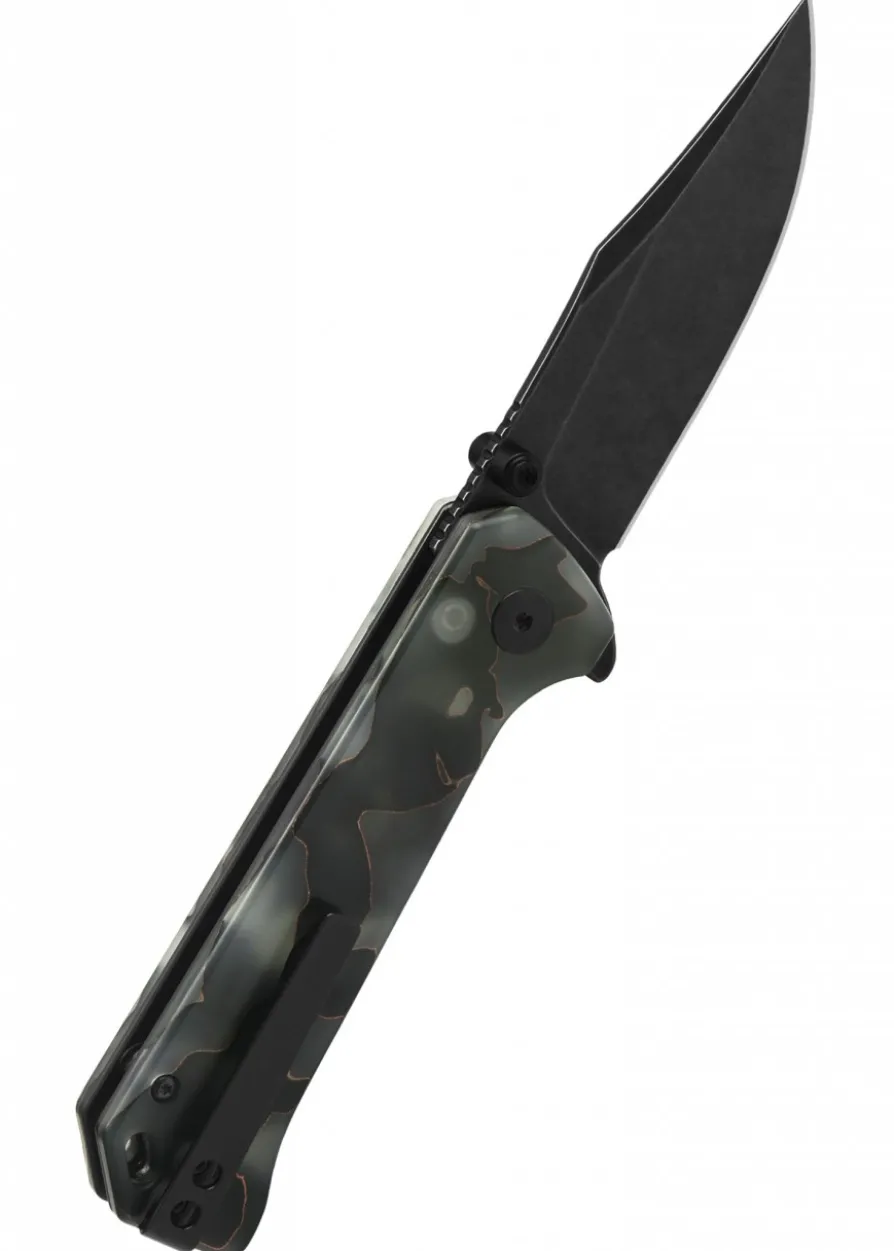 Taschenmesser QSP Grebe Button Lock, Raffir Resin Griff