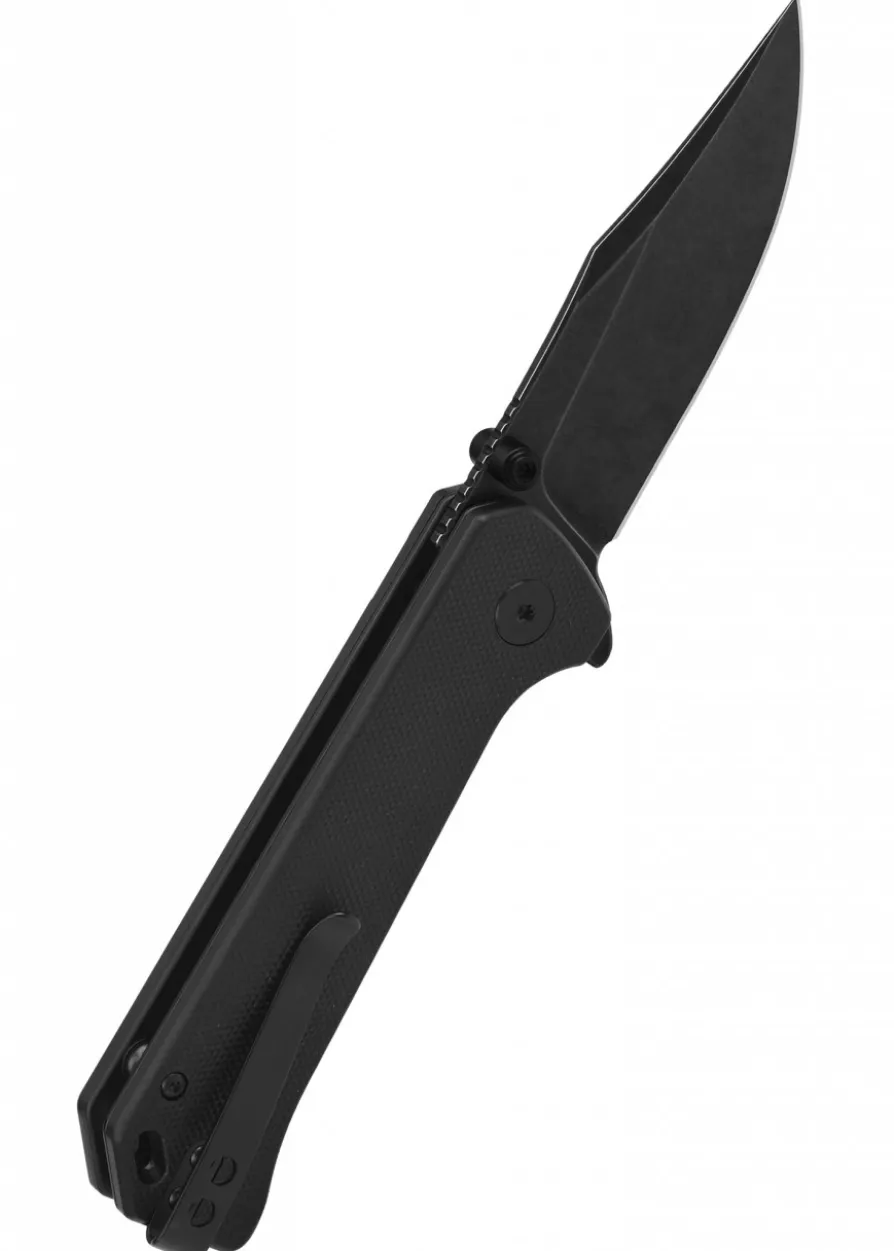Taschenmesser QSP Grebe Button Lock, G10 Griff, schwarz