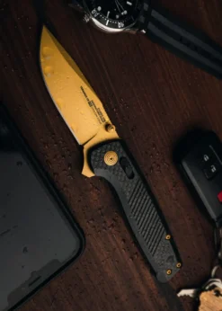 Taschenmesser Terminus XR LTE - Karbon & Gold, SOG
