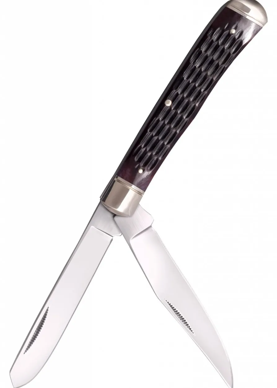 Taschenmesser Trapper, gezackter Knochen-Griff