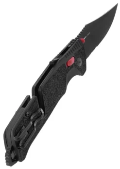 Taschenmesser Trident AT, schwarz, rot, Teilwellenschliff, SOG