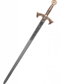 Templer Schwert gold, rot mit Zierätzung, Marto